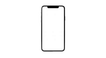 Minimalist black smartphone frame outline on transparent background with plenty of space for customizable design elements or app branding, ideal for showcasing mobile device features and interfaces.