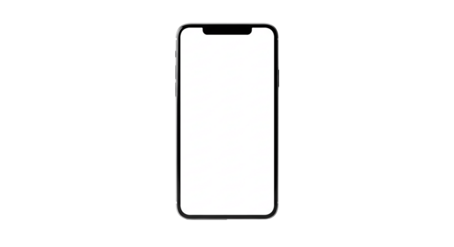Minimalist black smartphone frame outline on transparent background with plenty of space for customizable design elements or app branding, ideal for showcasing mobile device features and interfaces.