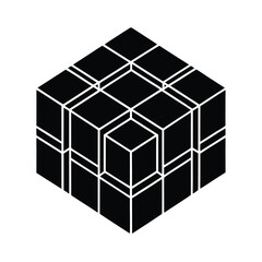 Abstract geometric cube illustration featuring a three dimensional perspective creating a stylized pattern for graphic design purposes