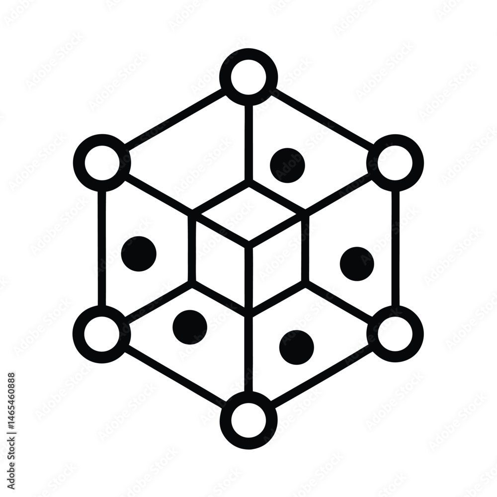 Poster geometric cube illustration representing connectivity networking data structure technological innova