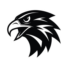 Bold black and white vector illustration of a powerful eagle head symbol perfect for branding