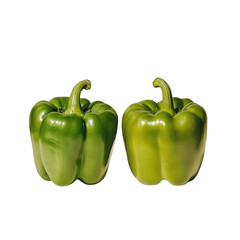 Two fresh peppers close up view on transparent background