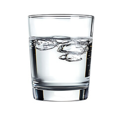 Modern Tumbler Glass with Water and Ice Isolated on Transparent Background