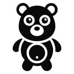 Naklejka premium Minimalist black bear icon stands with curious eyes, a simple silhouette for animal theme