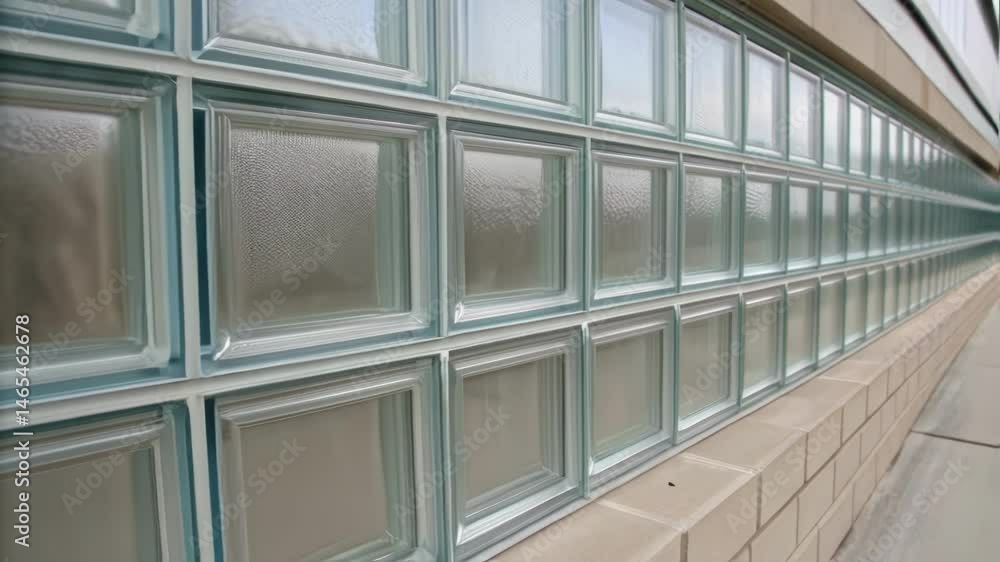 Poster A medium closeup of fireresistant glass blocks forming part of a transparent partition highlighting their clarity and strength while ensuring compliance with building safety