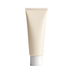 Beige Cosmetic Tube Mockup on Transparent Background