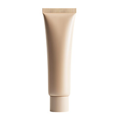Beige Cosmetic Tube Mockup on Transparent Background