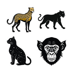 set of wild animals silhouettes