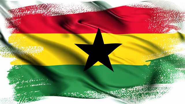 Animated Ghana Flag with Colorful Brush Strokes and Wavy Motion