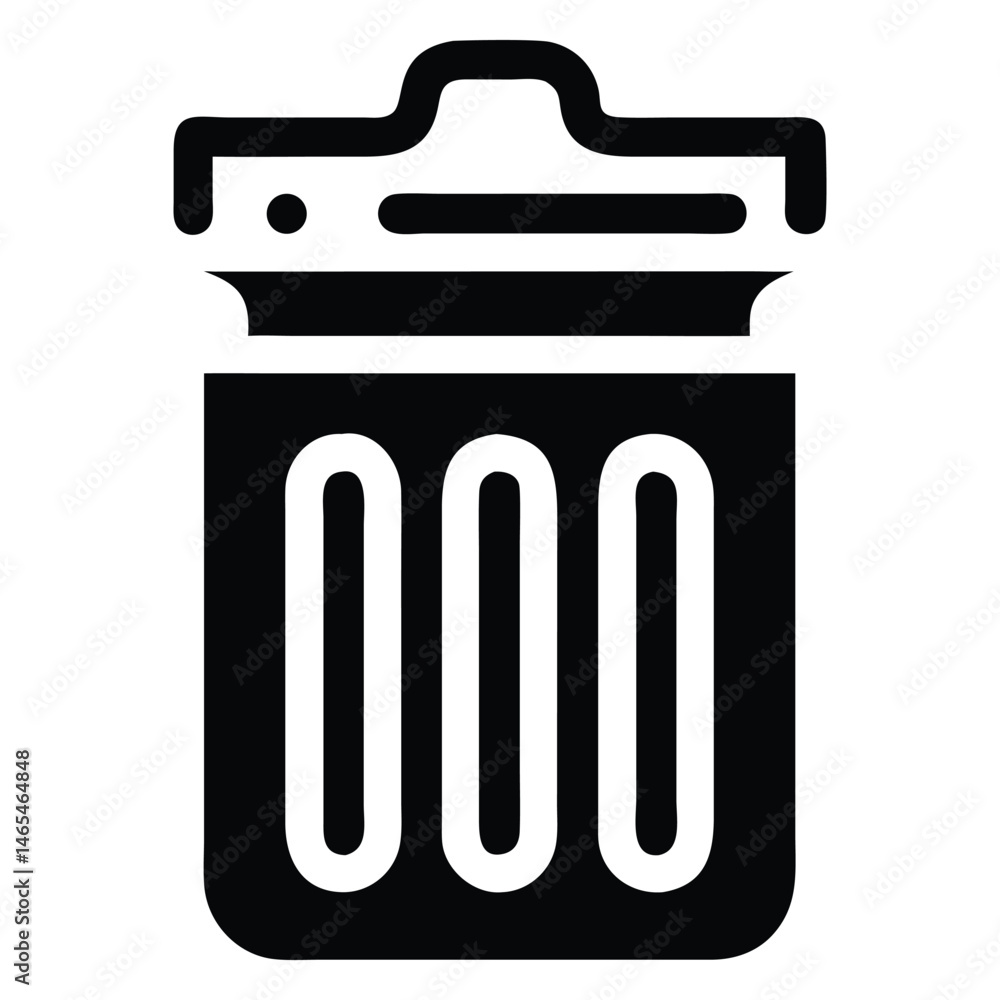 Poster minimalist outline icon of a container showing a simple trash or waste symbol