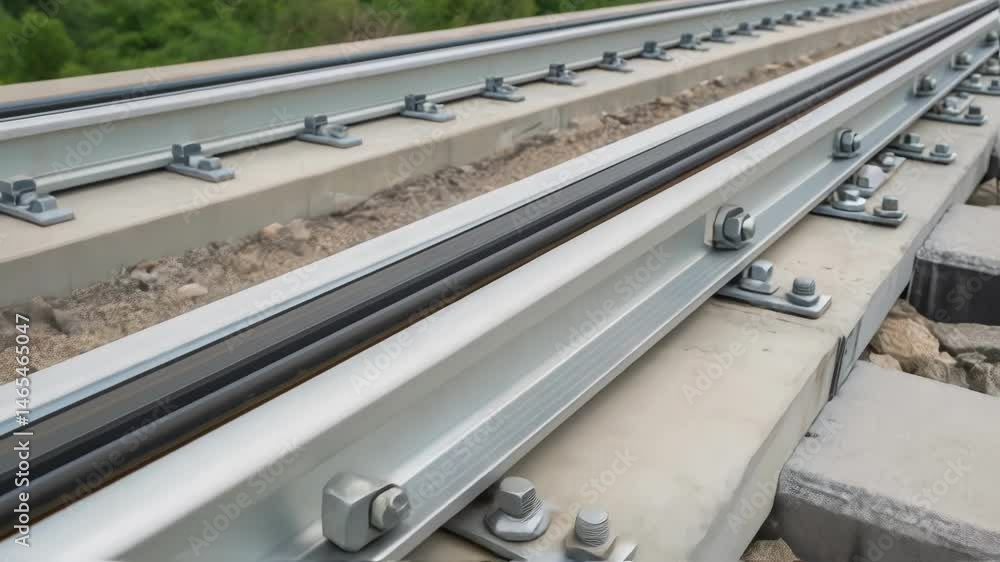 Aufkleber A medium closeup of two interconnected sections of a flexible beam with visible bolts and connectors illustrating how flexibility can enhance structural integrity during seismic