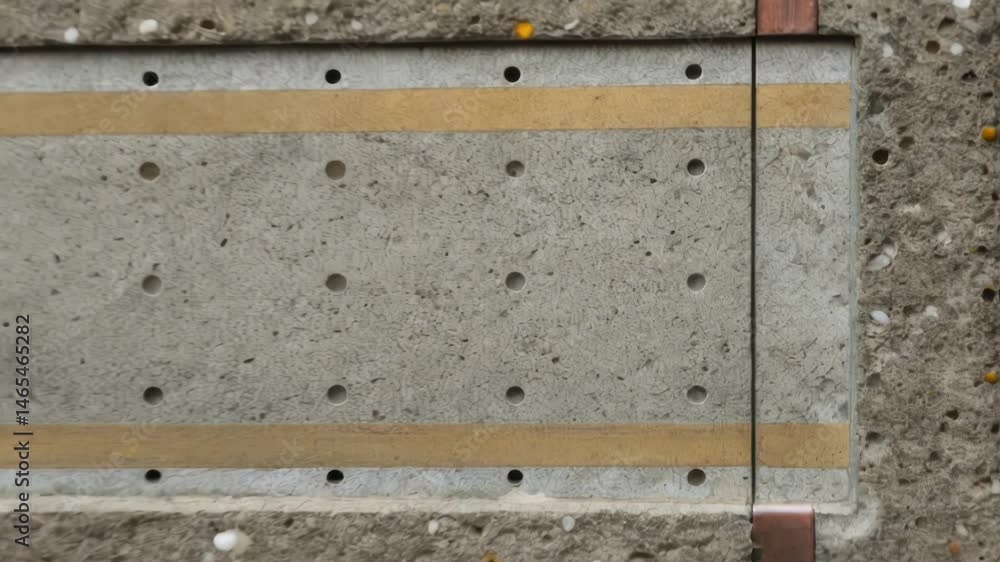 Poster A medium closeup shot of a core sample taken from a concrete slab with embedded sensors revealing the sensor layout and the varied layers of the concretes composition.