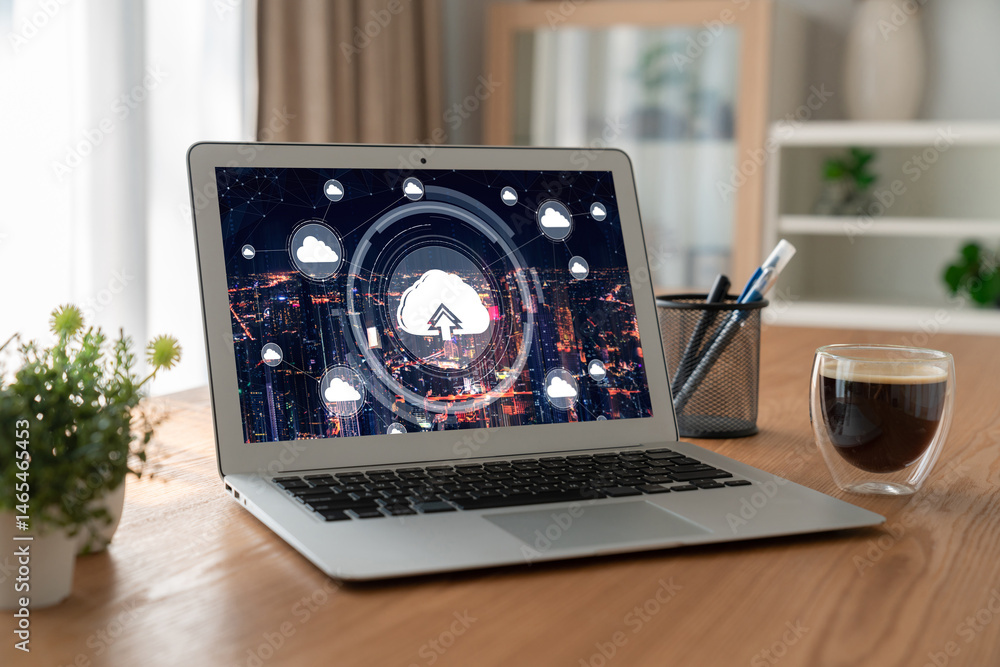 Poster cloud computing software for modish remote work and personal data storage