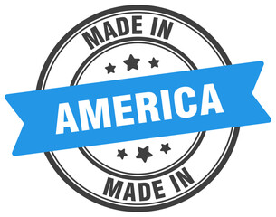 Made in America round sign. Made in America stamp.