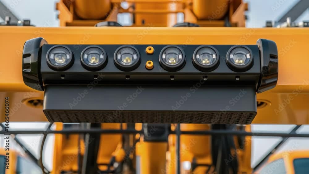 Poster A medium closeup showing the intricate sensors mounted on the crane boom emphasizing their sleek design and placement for optimal 360degree environmental awareness.