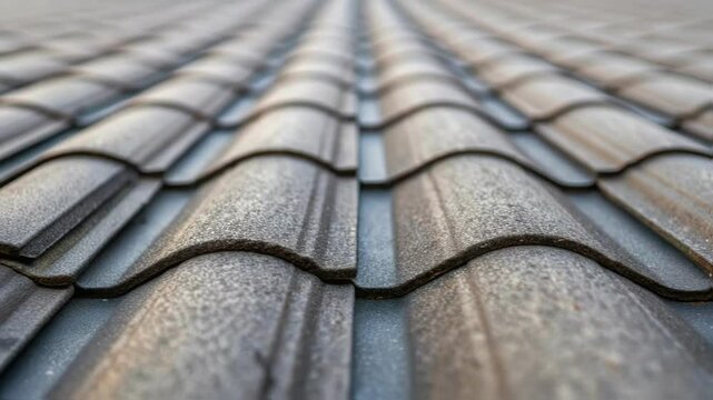 An artistic closeup of a roofing underlayment layer focusing on its fibrous texture and peelandstick adhesive backing providing an additional barrier against moisture.