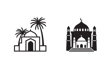 small mosque with date palm tree icon