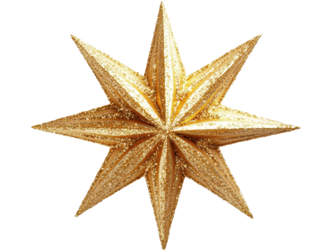 Isolated Golden Star Ornament
