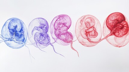 Illustrated Timeline Showcasing Stages of Embryonic Growth From Conception to Early Development