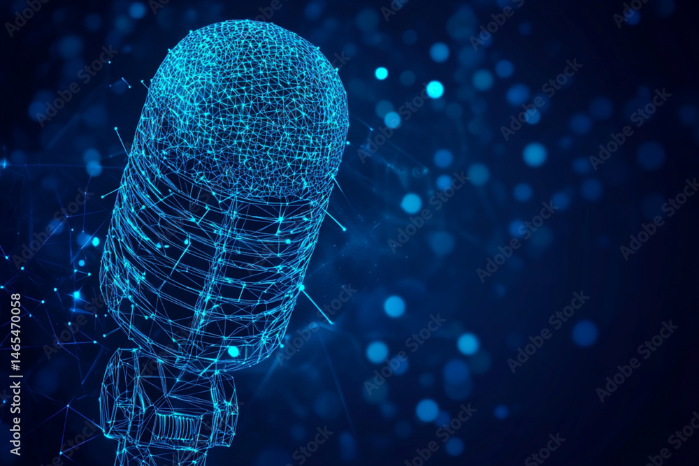 Wall mural microphone sign abstract low poly wireframe style. abstract geometric background. wireframe light st