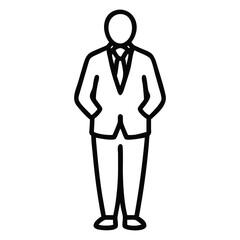 Obraz premium Outline of a man in a suit with his hands in his pockets