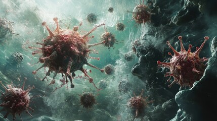 Fototapeta premium Strong Immunity: Concept of Defending Against Virus Attacks and Flu Infections