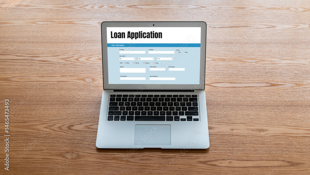 Poster online loan application form for modish digital information collection on the internet network