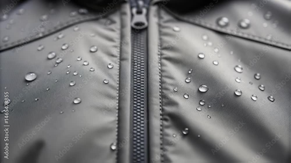 Aufkleber closeup of a waterresistant jacket fabric with a focus on the nanostructured layer capturing the way