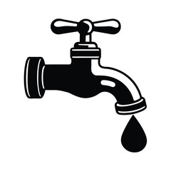 Cartoon Illustration of Hand Turning a Water Faucet