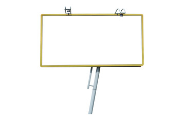 Mockup isolate gold color street advertising stand with blank billboard.