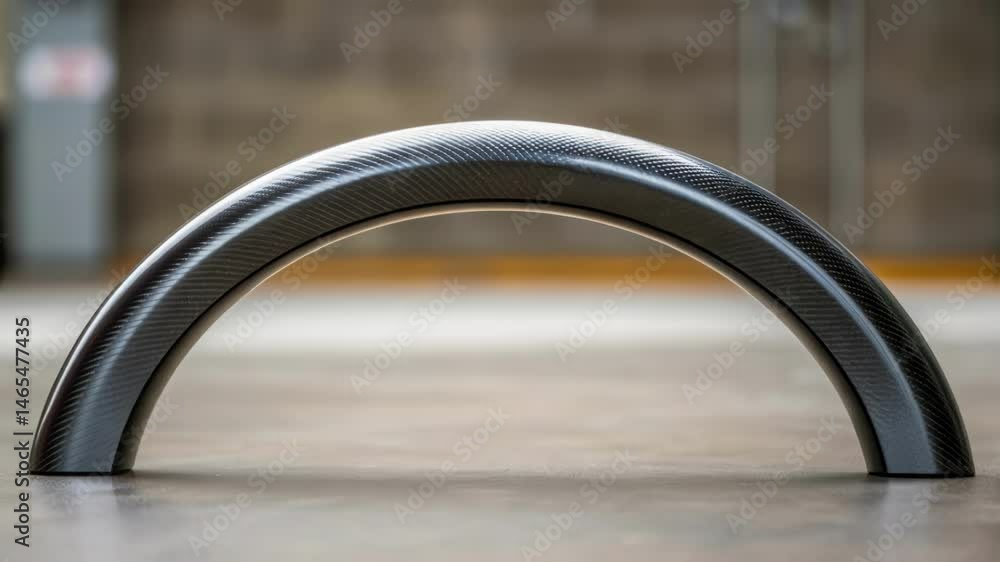 Aufkleber Medium closeup of a beam curved in a gentle arc showcasing its flexibility and the dynamic applications possible with carbon fiber material.