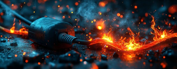 Electric wires interconnected and radiated energy, producing dynamic visual effects