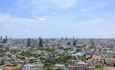 Obraz premium Cityscape skyline in High angle view of the suburbs area, Suburban skyline of big city.