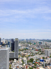 Fototapeta premium Cityscape skyline in High angle view of the suburbs area, Suburban skyline of big city.