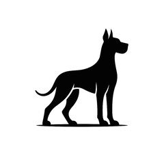 Great Dane Silhouette Logo, Black and White Vector Dog Design