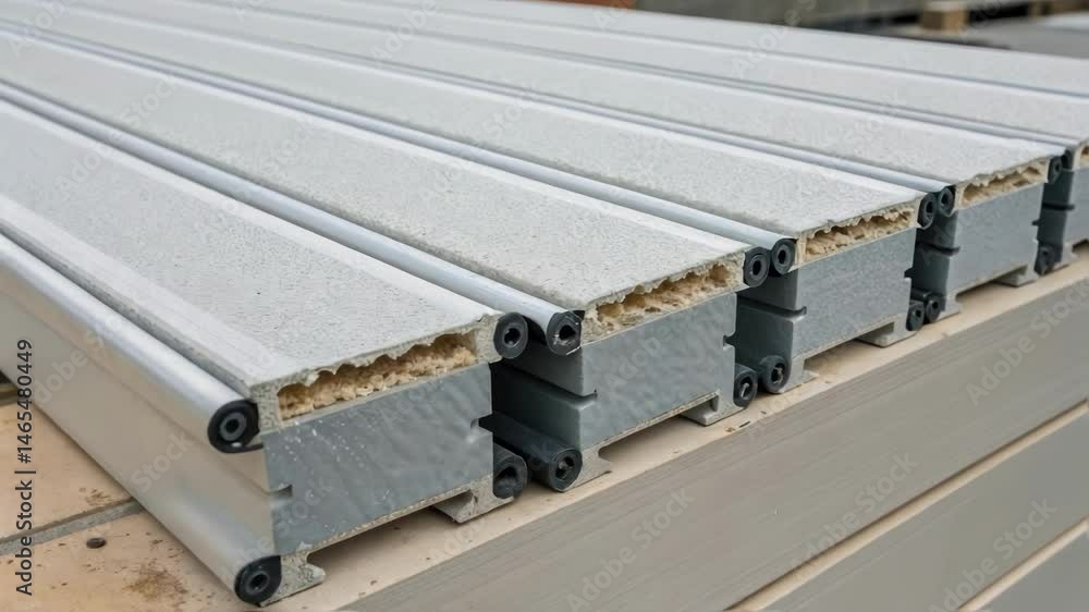 Poster Medium closeup showing the interaction between multiple insulation panels focusing on the interlocking edges that contribute to a tight thermal seal.