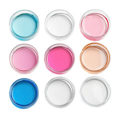 Petri Dishes isolated on transparent background .