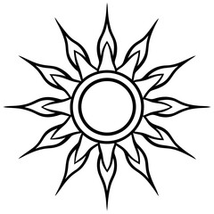 Naklejka premium Stylized sun symbol outline, vector graphic for wellness, yoga, and holistic design projects
