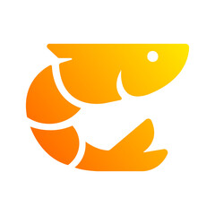 Modern vector icon of shrimp with gradient style. Perfect for menus, seafood logos, gourmet cuisine, restaurants, branding, nutrition, food apps and culinary design.