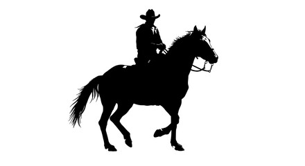 Naklejka premium Silhouette of Cowboy on Horse – Wild West Western Scene 