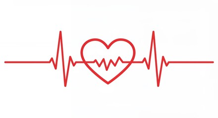 Red heartbeat illustration on white background healthcare and medical concept