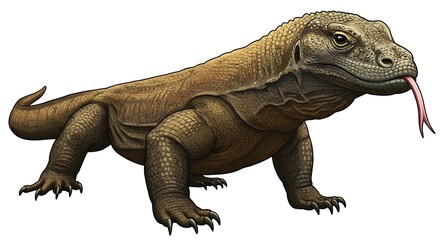 Obraz premium Giant Komodo Dragon Close-Up – Realistic Wildlife Reptile Art 