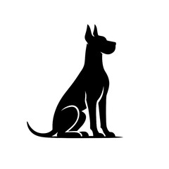 Great Dane Silhouette Logo, Black and White Vector Dog Design