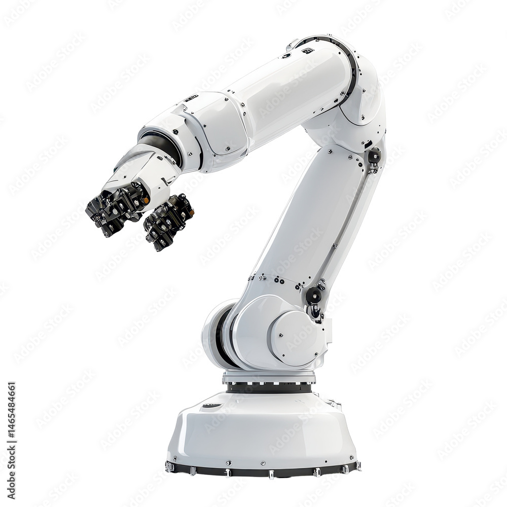 Poster pick and place robot isolated on transparent background