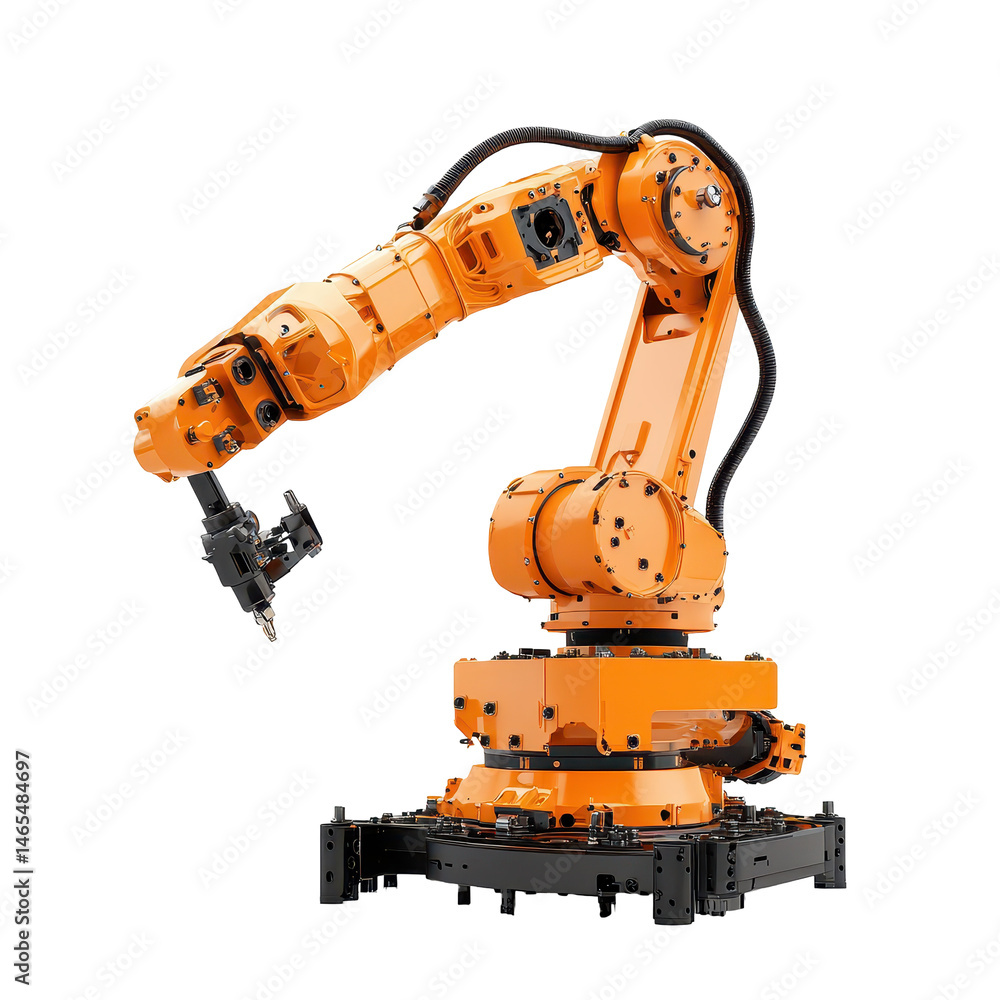 Poster pick and place robot isolated on transparent background