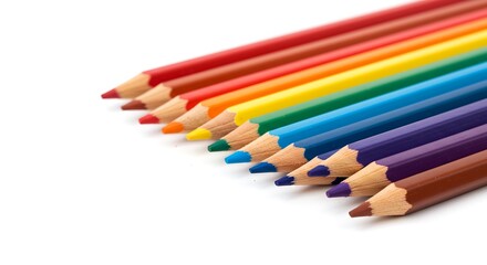Fototapeta premium Colorful Set of Drawing Pencils - Rainbow Art Supplies for School and Professionals 