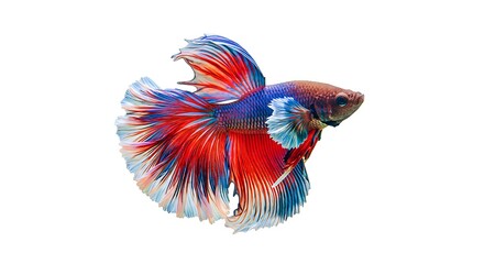Fototapeta premium Colorful Betta Fish with Flowing Fins on White Background 