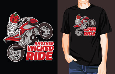Pumpkin Skeleton Motorcycle t-shirt design