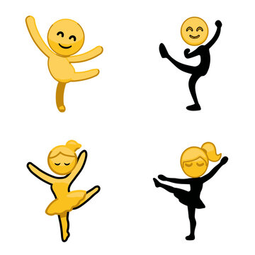 Dancer emoji icons, vector icons, simple shapes, icon sheet