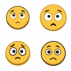 Fototapeta premium Fearful emoji icons, vector icons, simple shapes, icon sheet